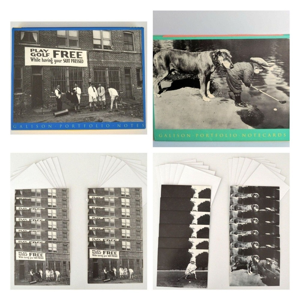 5/$15 2 pkgs Golf Blank Note Cards Vintage B&W Photos Golfers Play Dog Baby